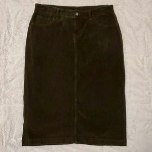 Be-Girl Dark Green Corduroy Midi Length Skirt